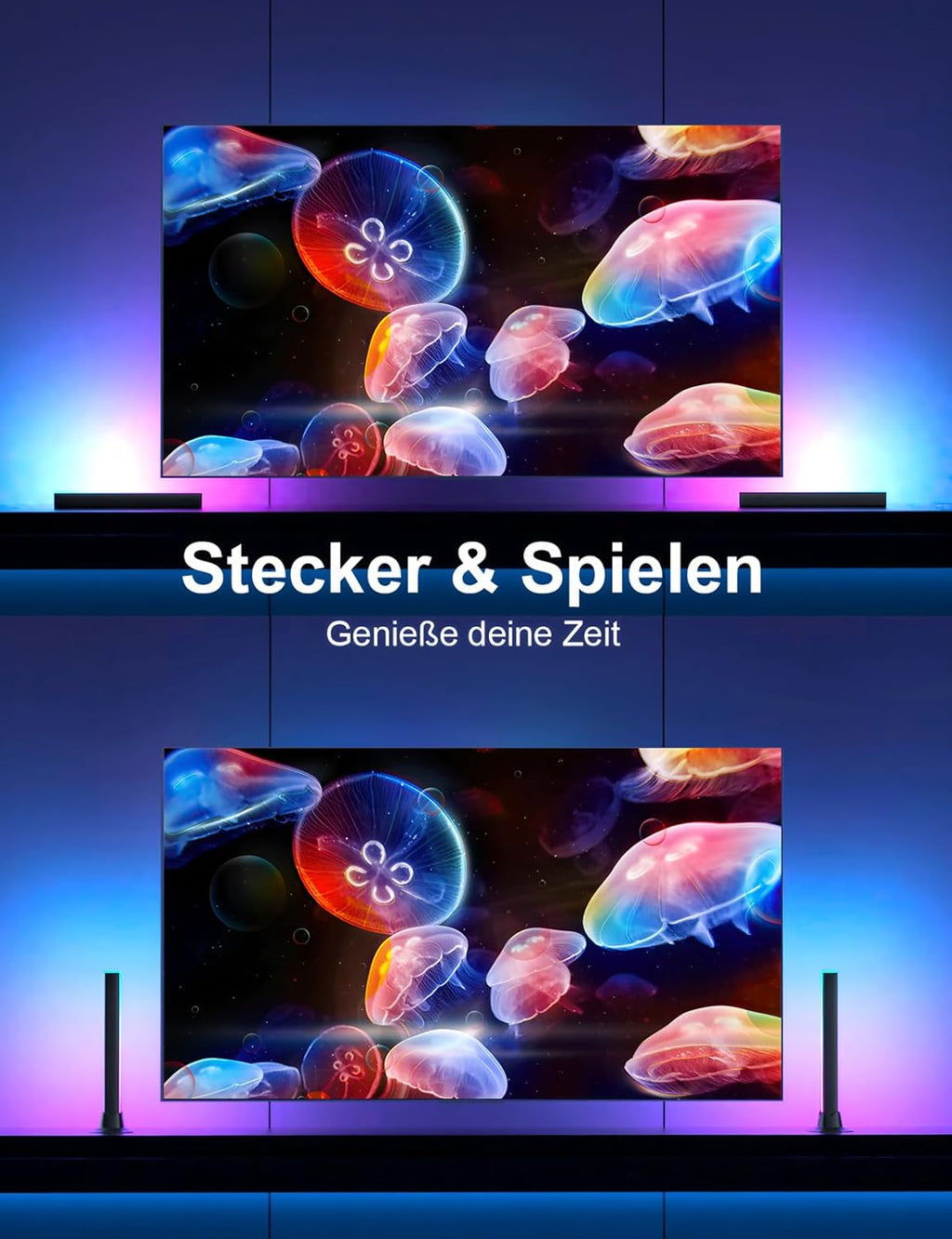 LED Lightbar, RGB IC Lampe 32 CM, Gaming Beleuchtung, Gaming Setup Deko, Musik Sync und Timing Funktion, APP und Fernbedienung, Ambient Lampe für Schreibtisch, TV, Monitor, Zimmer, Urlaub