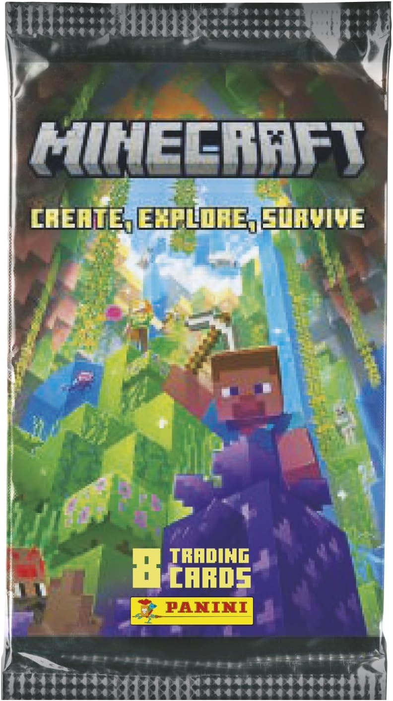 Panini Minecraft 004734BOX18F Sammelkarten 3-Create, Explore, Survive, Box mit 18 Taschen