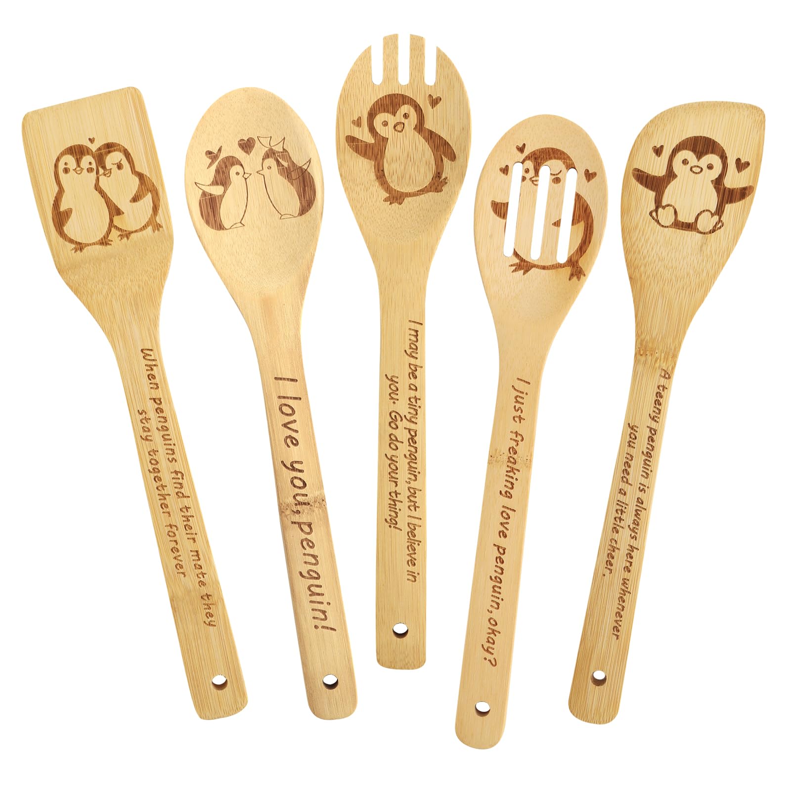 Gravierte Holzlöffel-Set mit 5 – Lustige Harry Geschenke Kochlöffel, Küchenutensilien zum Kochen, Einweihungsgeschenk, Harry Weihnachten Geschenke für Frauen oder Männer (Küche/Deko)