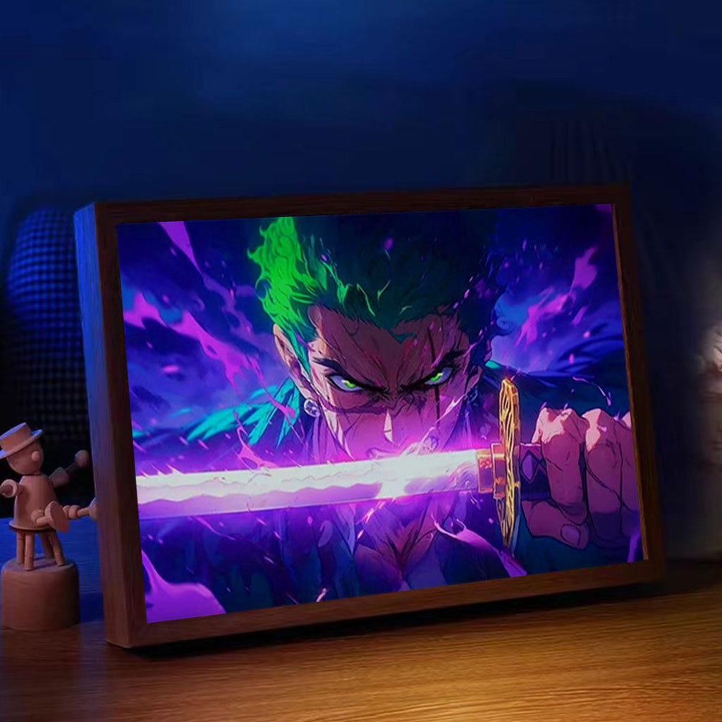 Bocguy Japanischer Anime Juju inspirierte beleuchtete Gemälde, LED Wandkunst Dekor,Jujutsu Kaisen Manga, LED Desktop-Rahmen für Heimdekoration,Kreatives Schlafzimmer und Geschenk