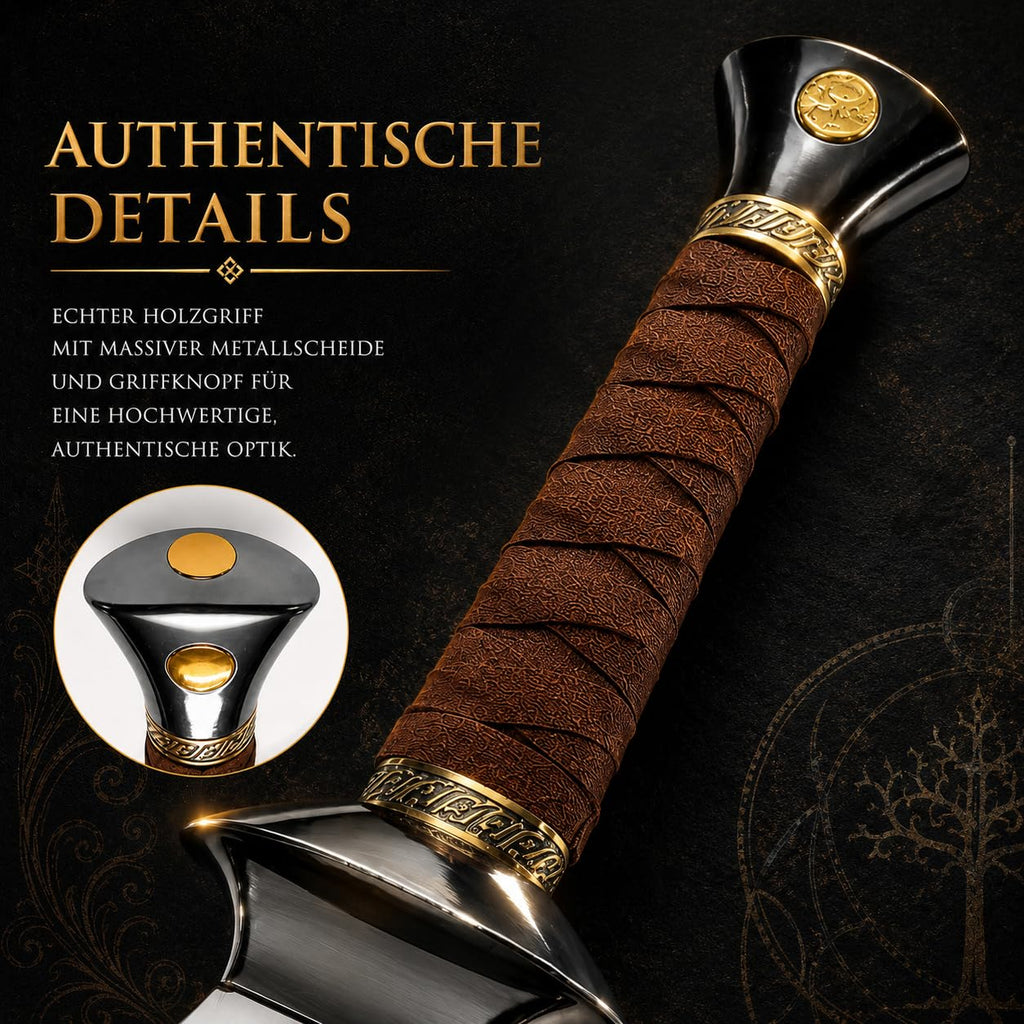 Der Herr der Ringe - LOTR Schwert, Filmschwert, echt, aus Stahl, Der Hobbit, Zauberer Merch, Aragorn Sword, Deko für Sammler und als Geschenk