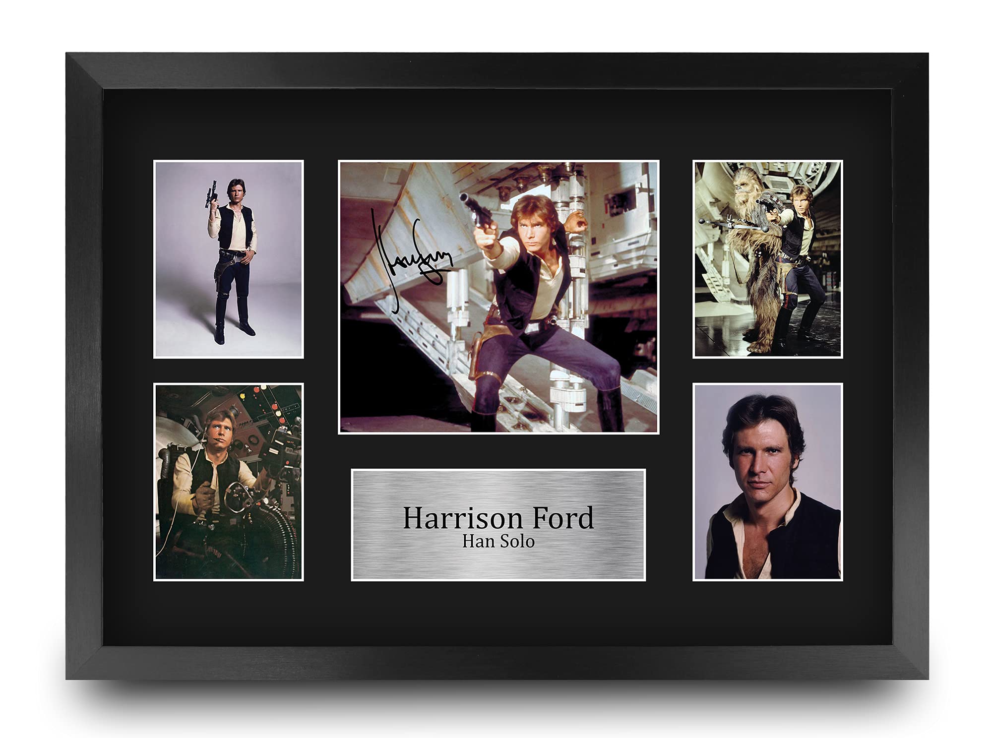 HWC Trading FR A3 Harrison Ford Star Wars Han Solo Geschenke Gedruckt, Signiert Autogramm Bild Display Für Film-Erinnerungsstücke-Fans - A3 Eingerahmt