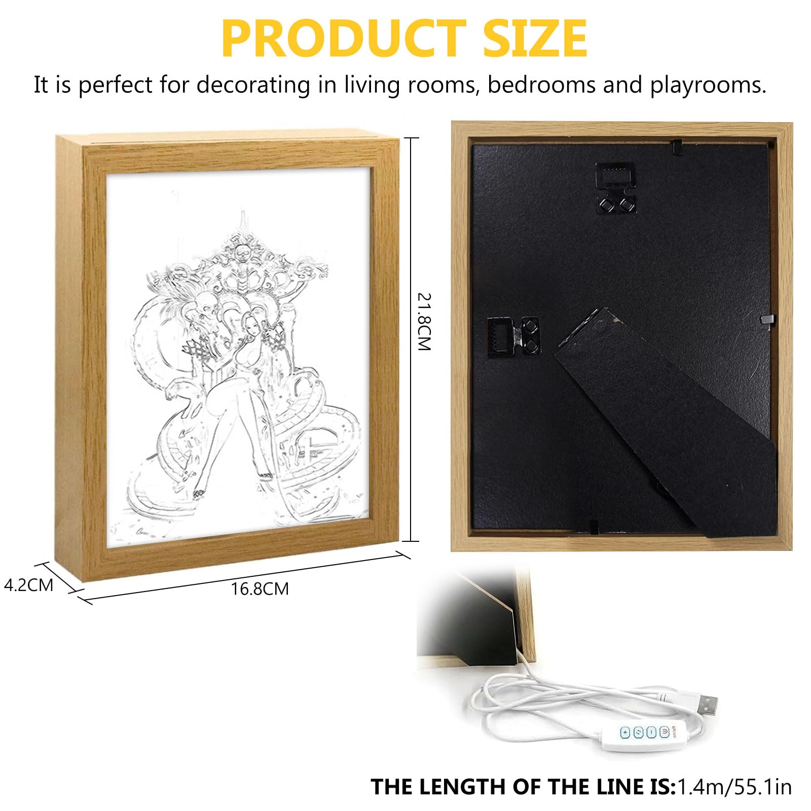 Bocguy Japanischer Anime Juju inspirierte beleuchtete Gemälde, LED Wandkunst Dekor,Jujutsu Kaisen Manga, LED Desktop-Rahmen für Heimdekoration,Kreatives Schlafzimmer und Geschenk