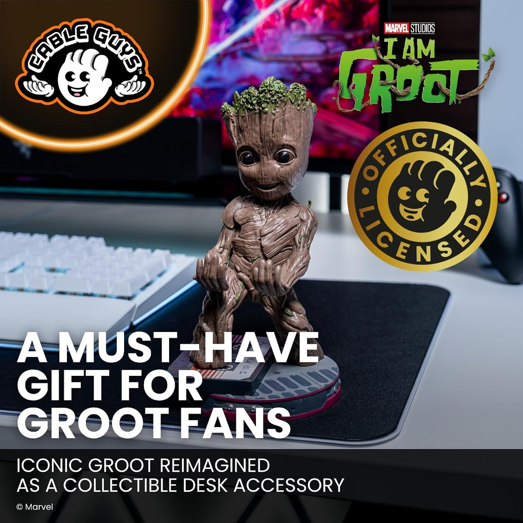 Cableguys Marvel Smiley Toddler Groot Controller Halter & Handy Ständer - Gaming Zubehör für Schreibtisch-Setup, Ständer Kompatibel mit Xbox-, PlayStation- & den meisten Standard-Controllern