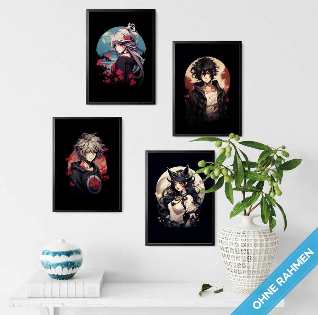 mojoliving Gaming Zimmer Deko Bilder | Poster Wand für Gamer Jugendzimmer | Set mit Neon Sign Motive | Coole Geschenke für Gamer | Zocker Bilder Wand | Neon Wandbild