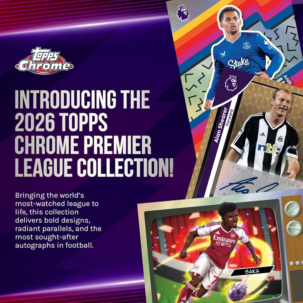 2026 Topps Chrom-Premier-Liga-Fußball, werksseitig versiegelt, Vorteilsbox