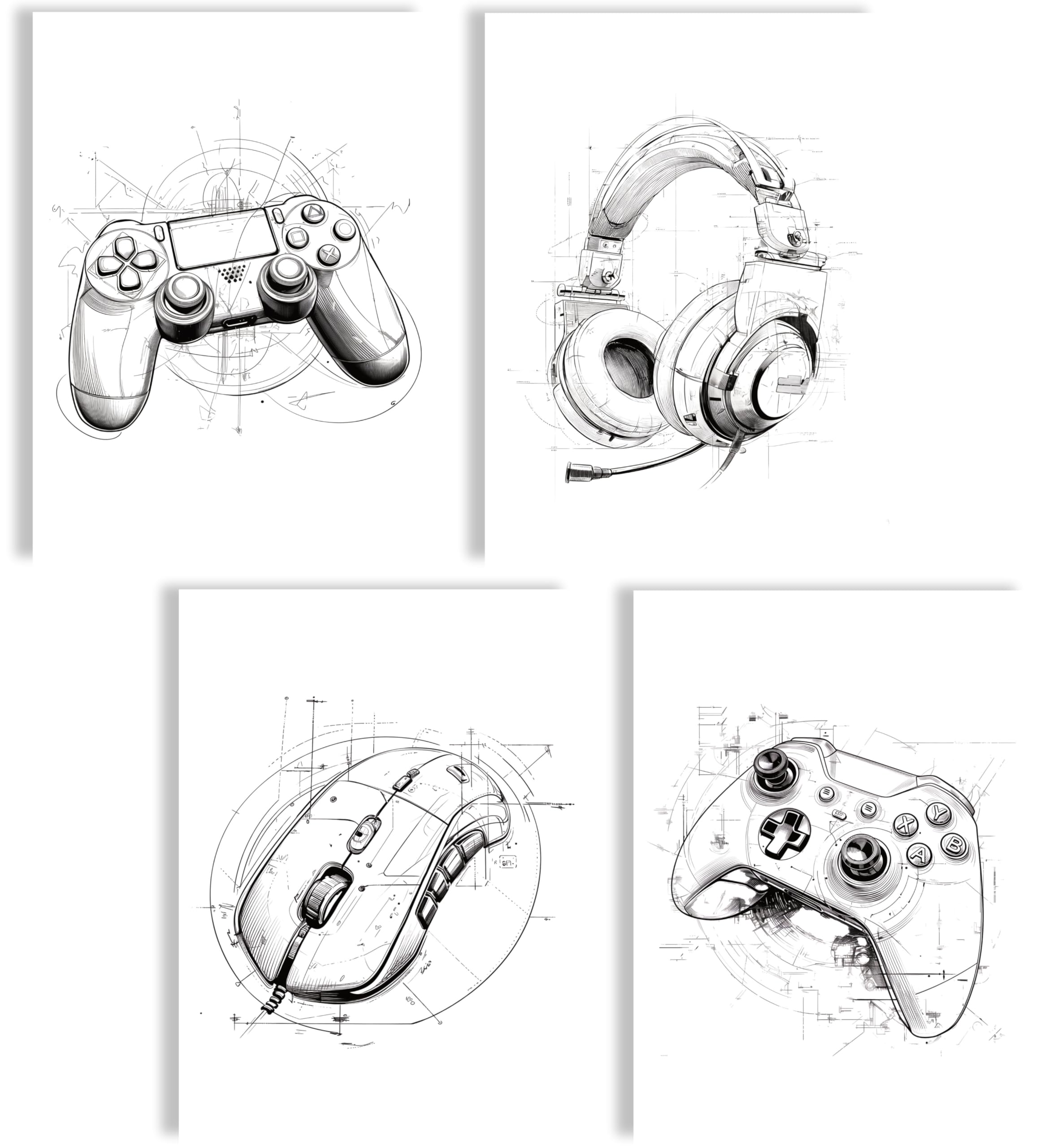mojoliving Gaming Zimmer Deko Bilder | Poster Wand für Gamer Jugendzimmer | Set mit Neon Sign Motive | Coole Geschenke für Gamer | Zocker Bilder Wand | Neon Wandbild