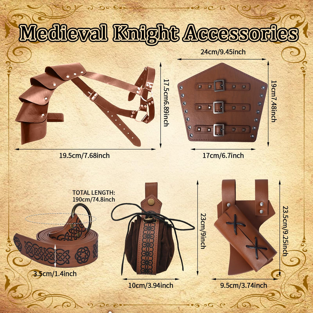 6PCS Mittelalter Ritter Zubehör. Männer Renaissance Umhang
