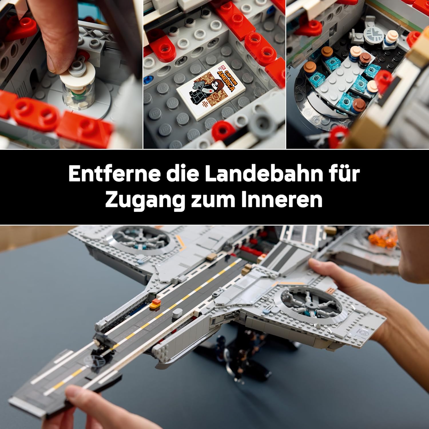 LEGO ǀ Marvel S.H.I.E.L.D.-Helicarrier - Flugzeugträger Modellbau für Erwachsene - 6 Minifiguren inkl. Captain America & Nick Fury - DIY Regaldeko - Avengers Geschenk für Fans - 76354