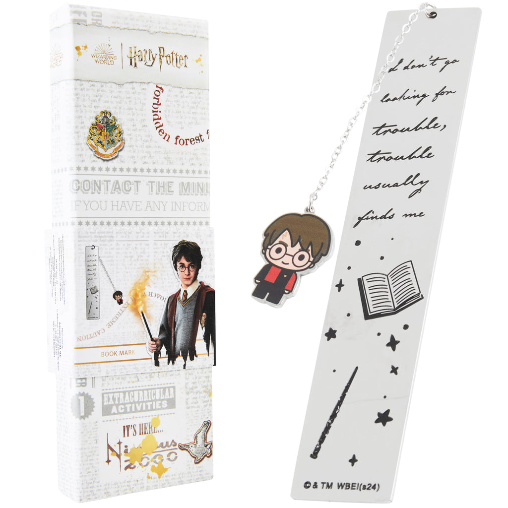 Harry Potter Lesezeichen Metall mit Anhänger, Schön Lesezeichen Kinder, Erwachsene und Lehrer, Magisches Thema Bücher Zubehör, Geschenke für Buchliebhaber (Silber/Gold)