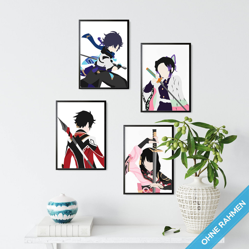 mojoliving Gaming Zimmer Deko Bilder | Poster Wand für Gamer Jugendzimmer | Set mit Neon Sign Motive | Coole Geschenke für Gamer | Zocker Bilder Wand | Neon Wandbild