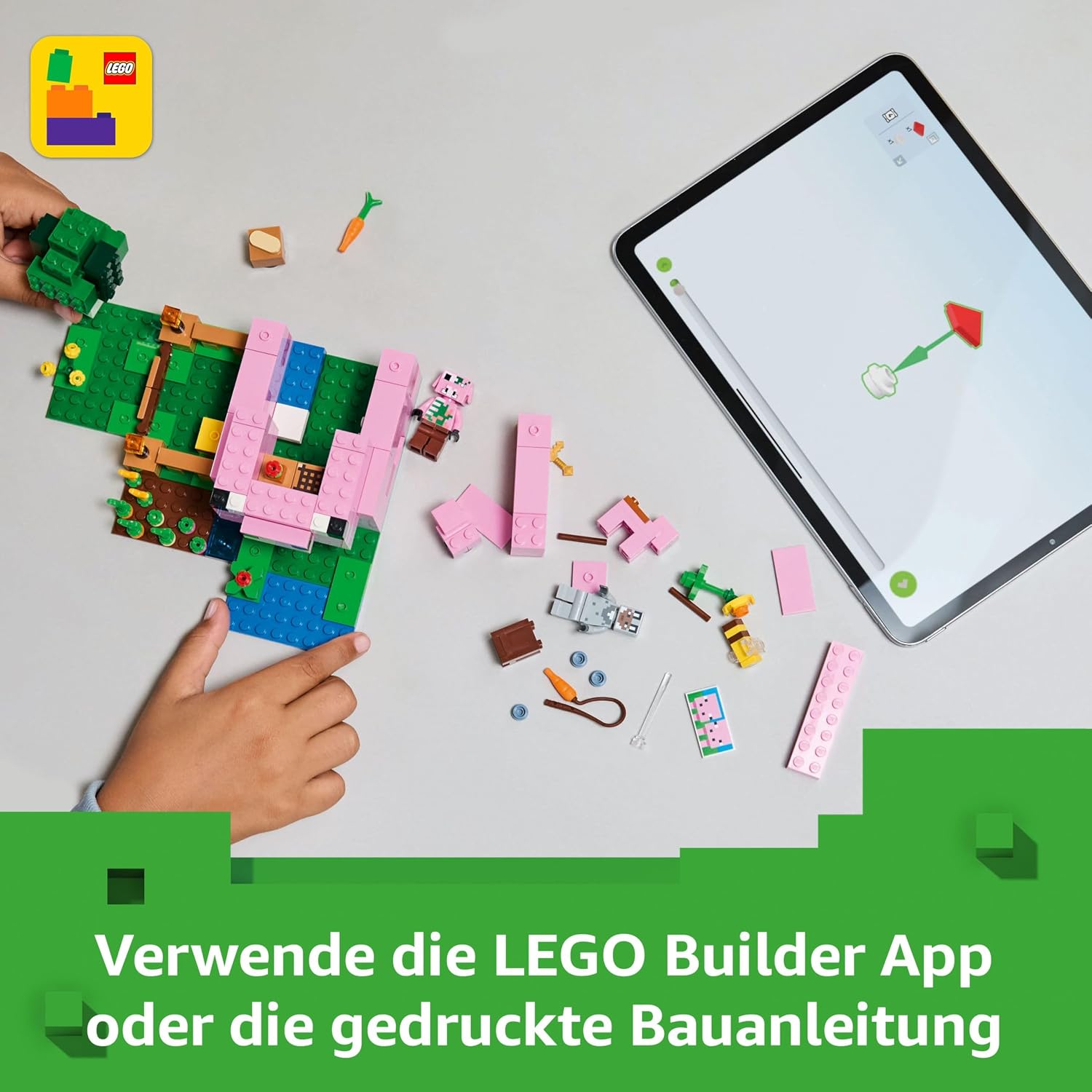LEGO Minecraft Das Babyschwein-Haus - Interaktives Spielzeug mit Einer Helden Figur, Schwein, Biene, Zombie Piglin - Kinder Gaming Geschenk für Mädchen und Jungen ab 7 Jahren - 21268