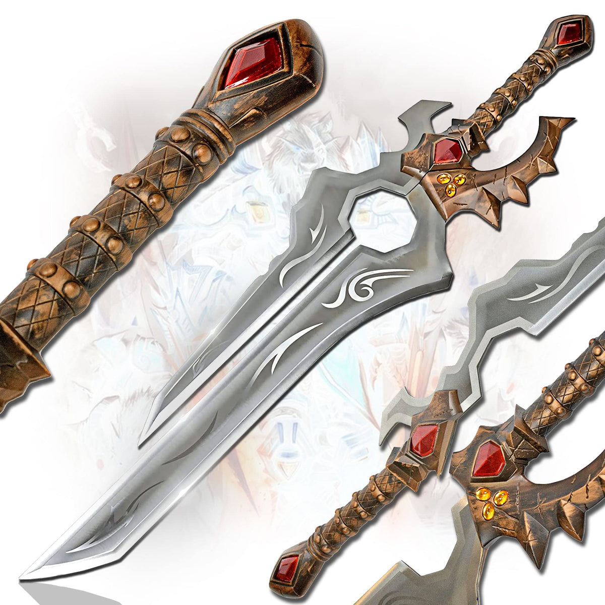 Swords and more Frostmourne Schwert Replik, Lich King Frostmourne Schwert Replikat 106 cm, World of Warcraft, Gaming Deko, Schwert aus Metall für Wow Cosplay, Deko Schwert & Gamer Geschenk
