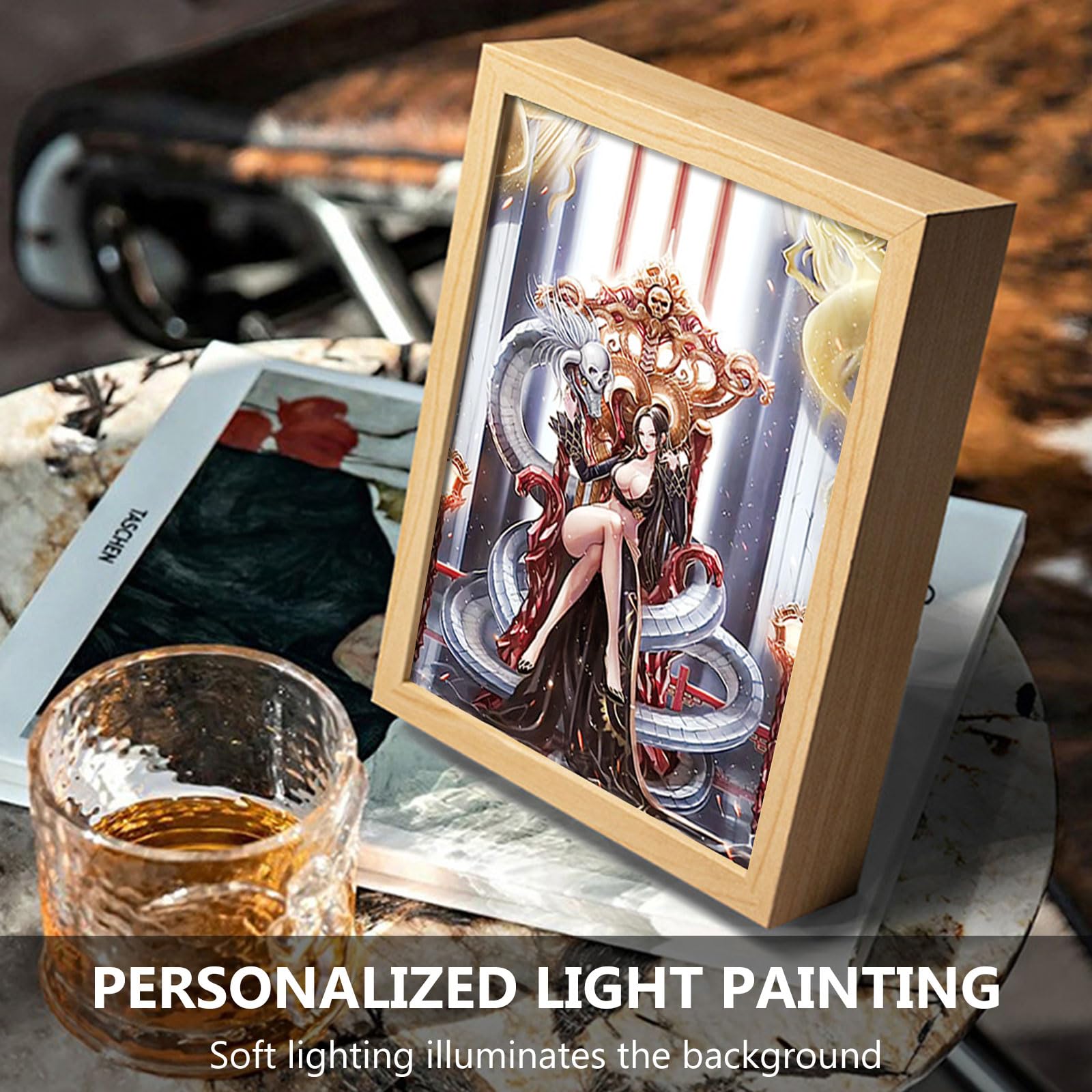 Bocguy Japanischer Anime Juju inspirierte beleuchtete Gemälde, LED Wandkunst Dekor,Jujutsu Kaisen Manga, LED Desktop-Rahmen für Heimdekoration,Kreatives Schlafzimmer und Geschenk