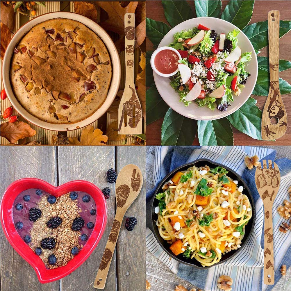 Gravierte Holzlöffel-Set mit 5 – Lustige Harry Geschenke Kochlöffel, Küchenutensilien zum Kochen, Einweihungsgeschenk, Harry Weihnachten Geschenke für Frauen oder Männer (Küche/Deko)