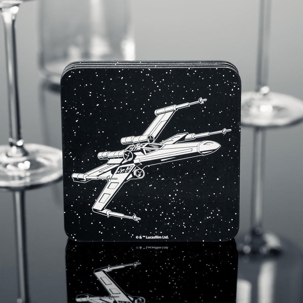 Elbenwald Untersetzer 4er Set mit verschiedenen Designs und Farben - Geschenkidee - Glasuntersetzer Viereckig - für alle Arten von Tassen - Mehrfarbig - Kork, Kunststoff (Star Wars)