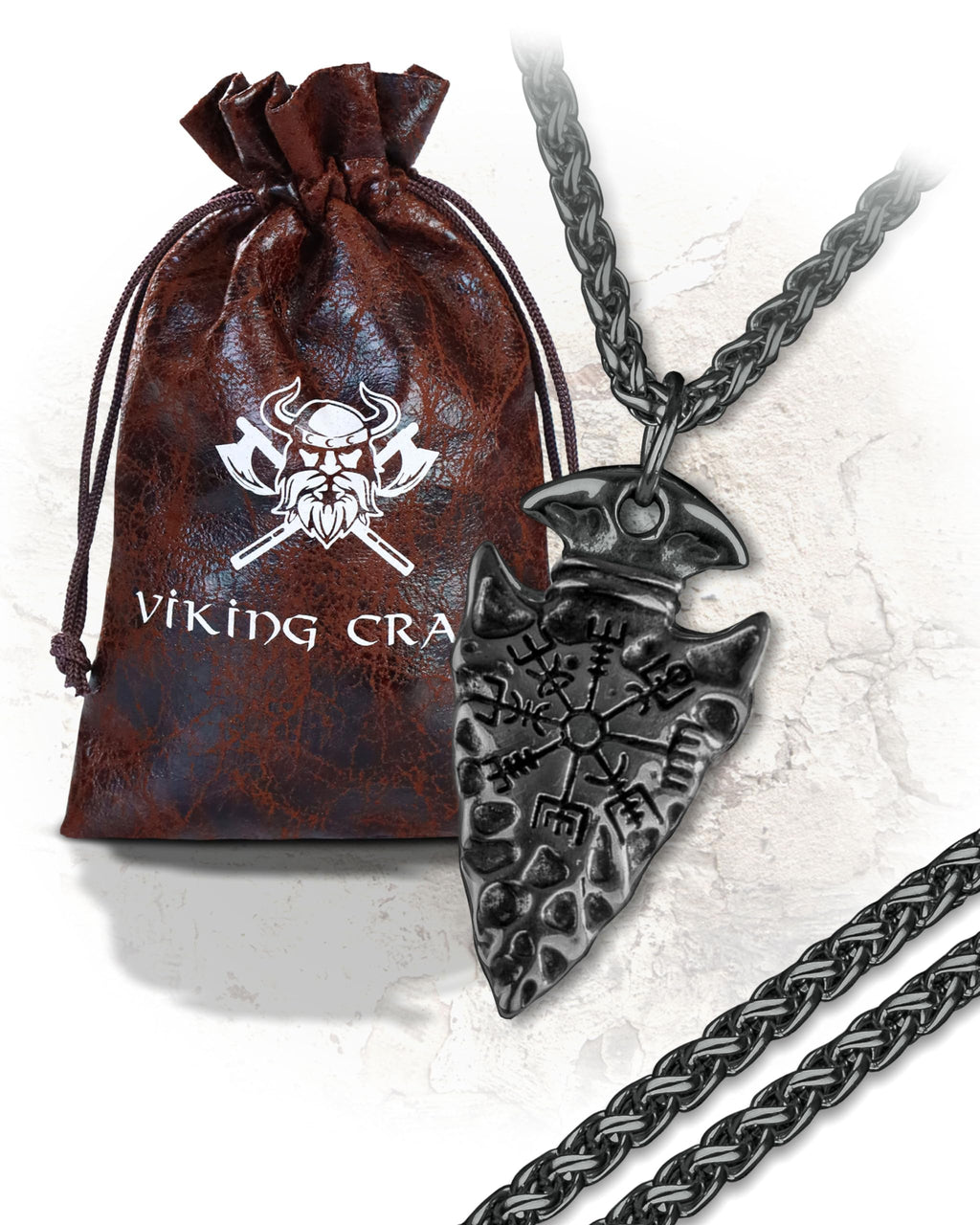 VIKING CRAFT Wikinger Halskette Herren Edelstahl - 60cm Wikinger Schmuck Kette Herren - Wikinger Deko, Wikinger Kette, Wikinger Geschenke für Männer Schmuck, LARP