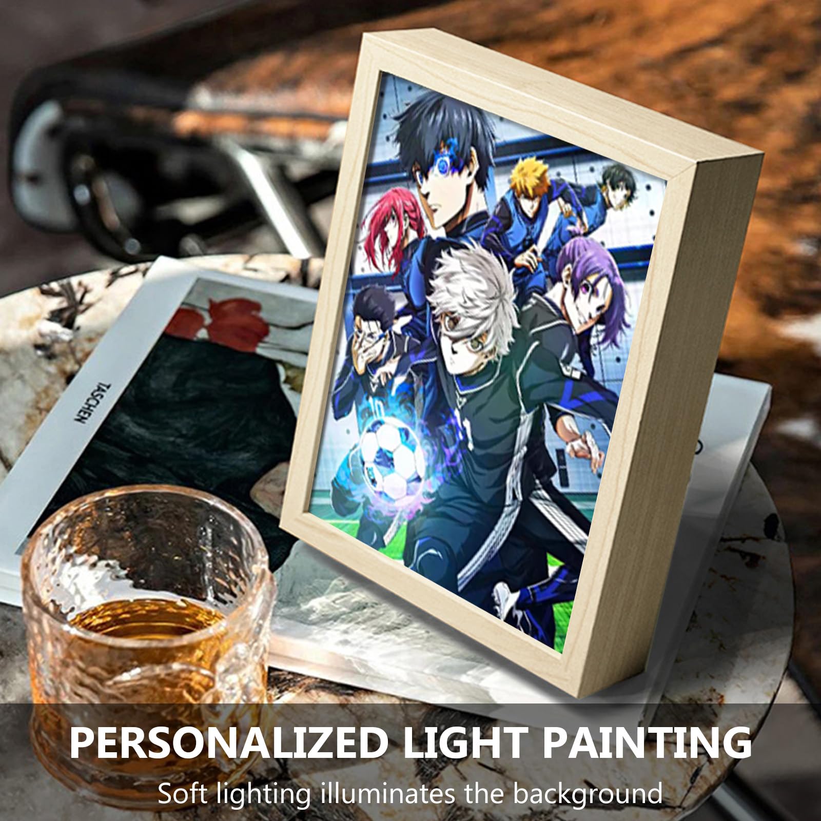 Bocguy Japanischer Anime Juju inspirierte beleuchtete Gemälde, LED Wandkunst Dekor,Jujutsu Kaisen Manga, LED Desktop-Rahmen für Heimdekoration,Kreatives Schlafzimmer und Geschenk