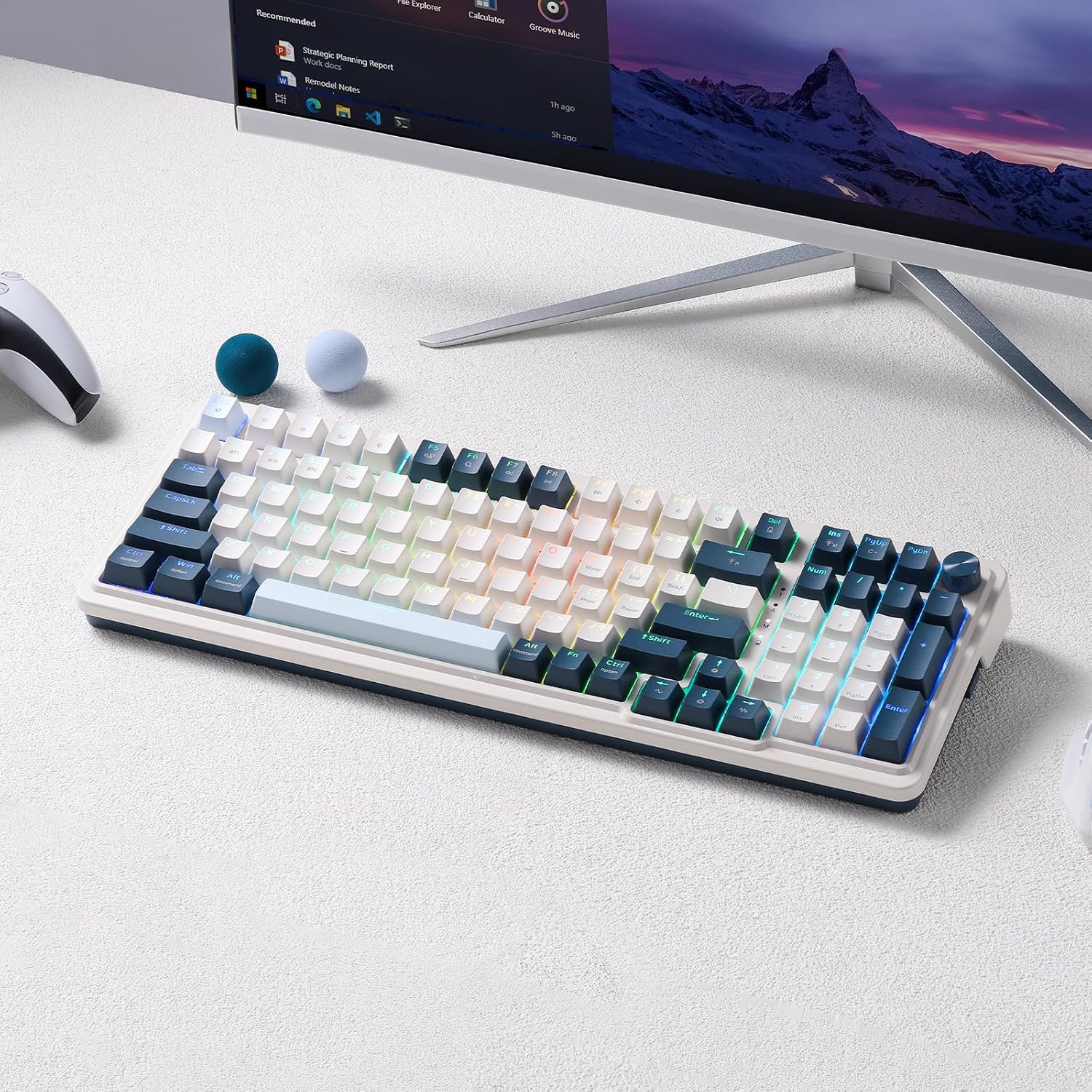 Redragon K686 PRO SE Anime Gasket Gaming Tastatur RGB 3 Modus 98 Tasten | Hot Swap Sockel Drehknopfsteuerung Geräuschdämpfende Pads Custom Hi Fi Linear