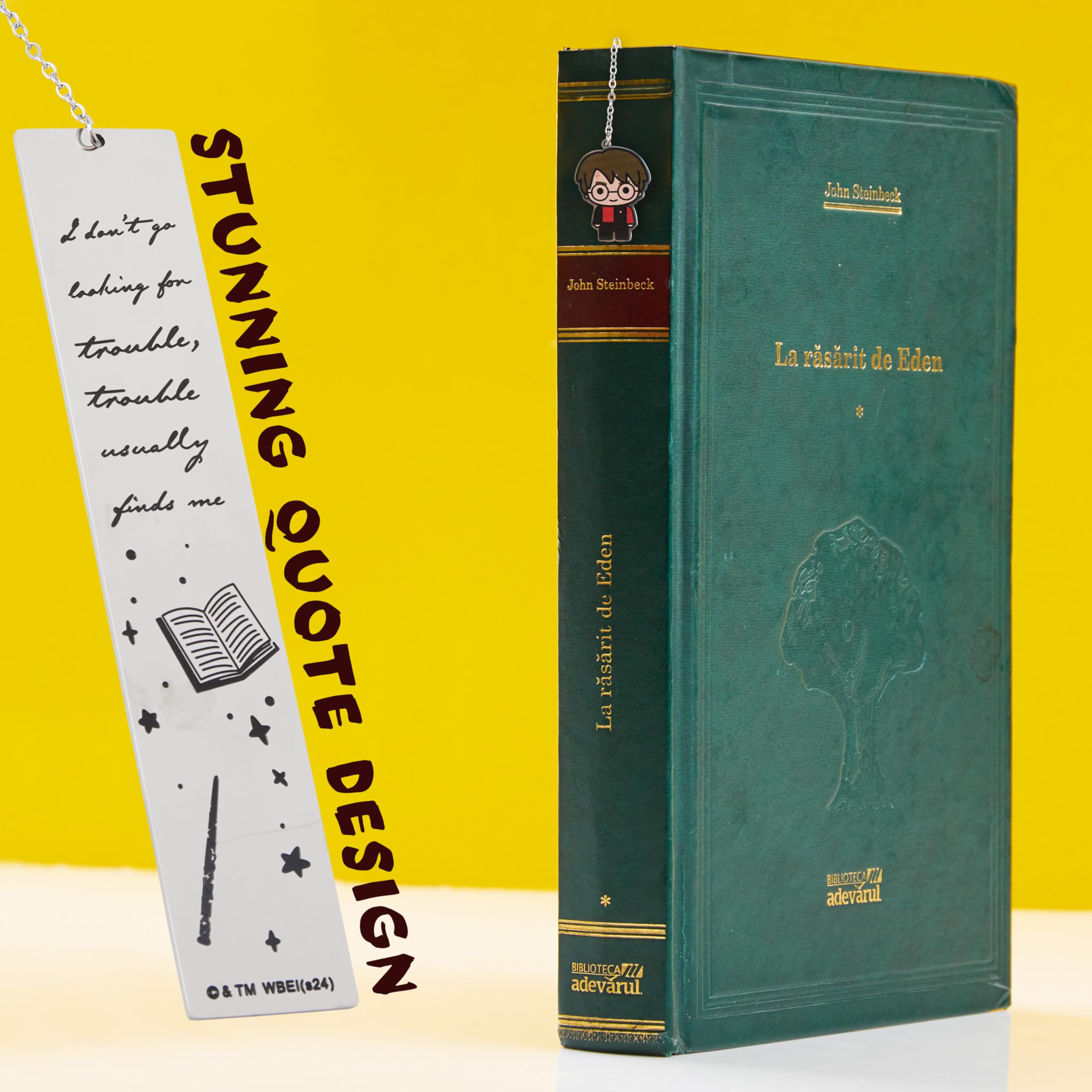 Harry Potter Lesezeichen Metall mit Anhänger, Schön Lesezeichen Kinder, Erwachsene und Lehrer, Magisches Thema Bücher Zubehör, Geschenke für Buchliebhaber (Silber/Gold)