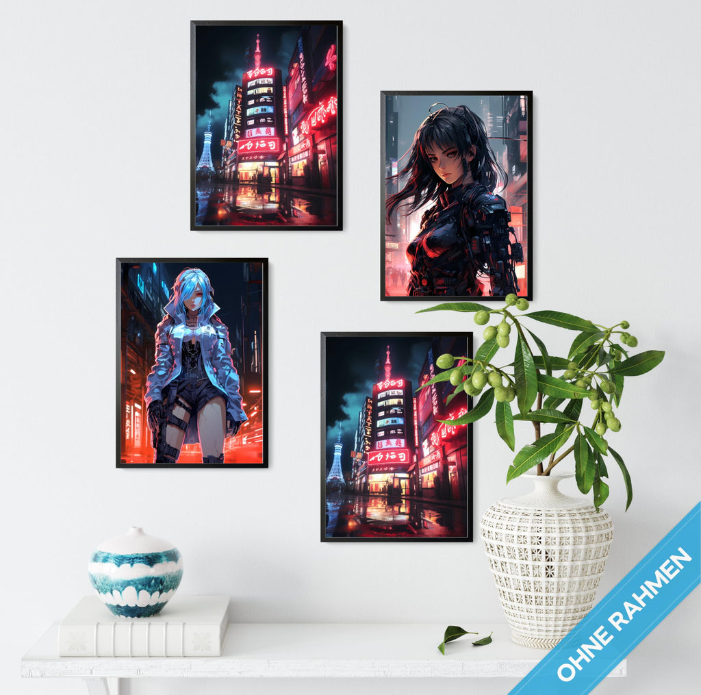mojoliving Gaming Zimmer Deko Bilder | Poster Wand für Gamer Jugendzimmer | Set mit Neon Sign Motive | Coole Geschenke für Gamer | Zocker Bilder Wand | Neon Wandbild