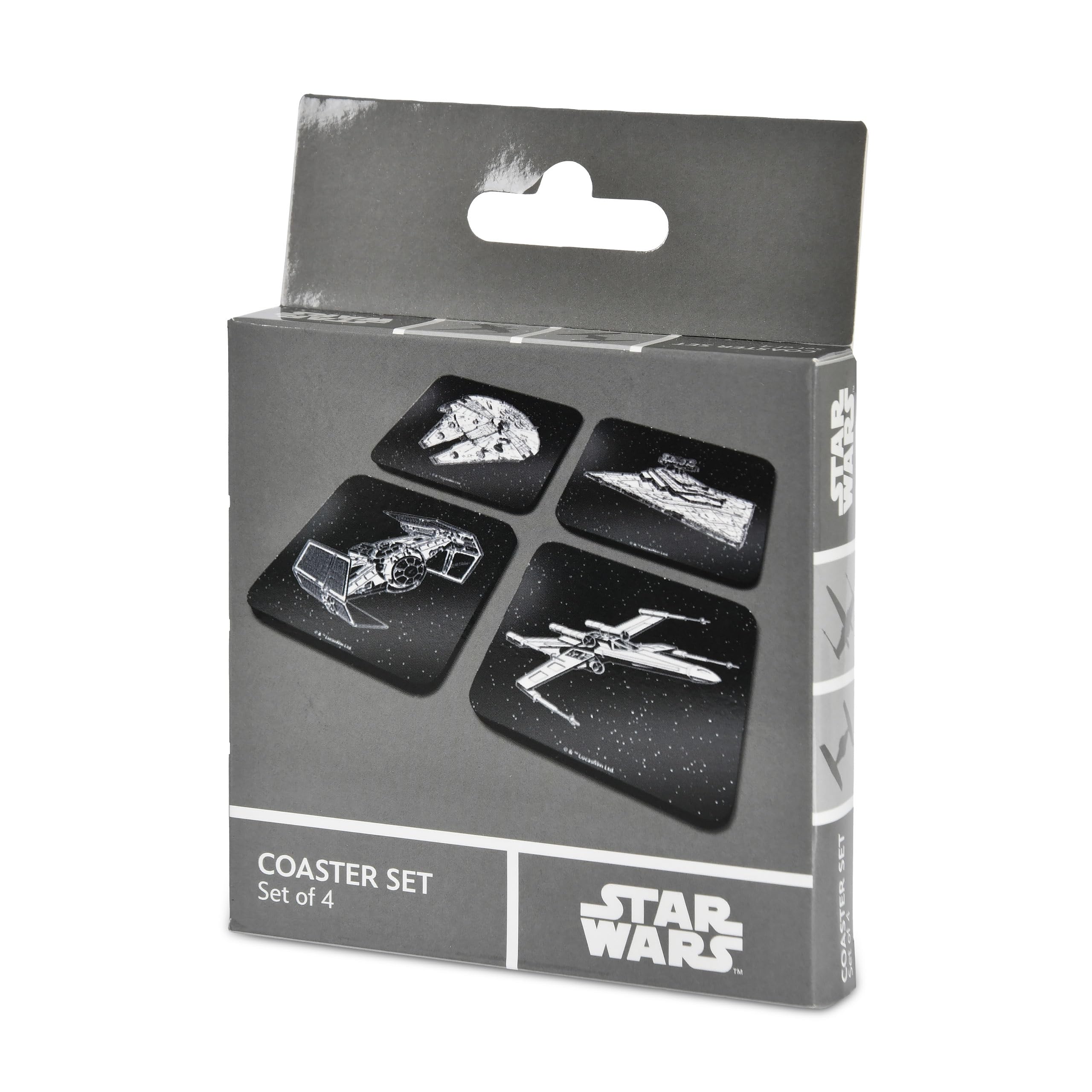 Elbenwald Untersetzer 4er Set mit verschiedenen Designs und Farben - Geschenkidee - Glasuntersetzer Viereckig - für alle Arten von Tassen - Mehrfarbig - Kork, Kunststoff (Star Wars)