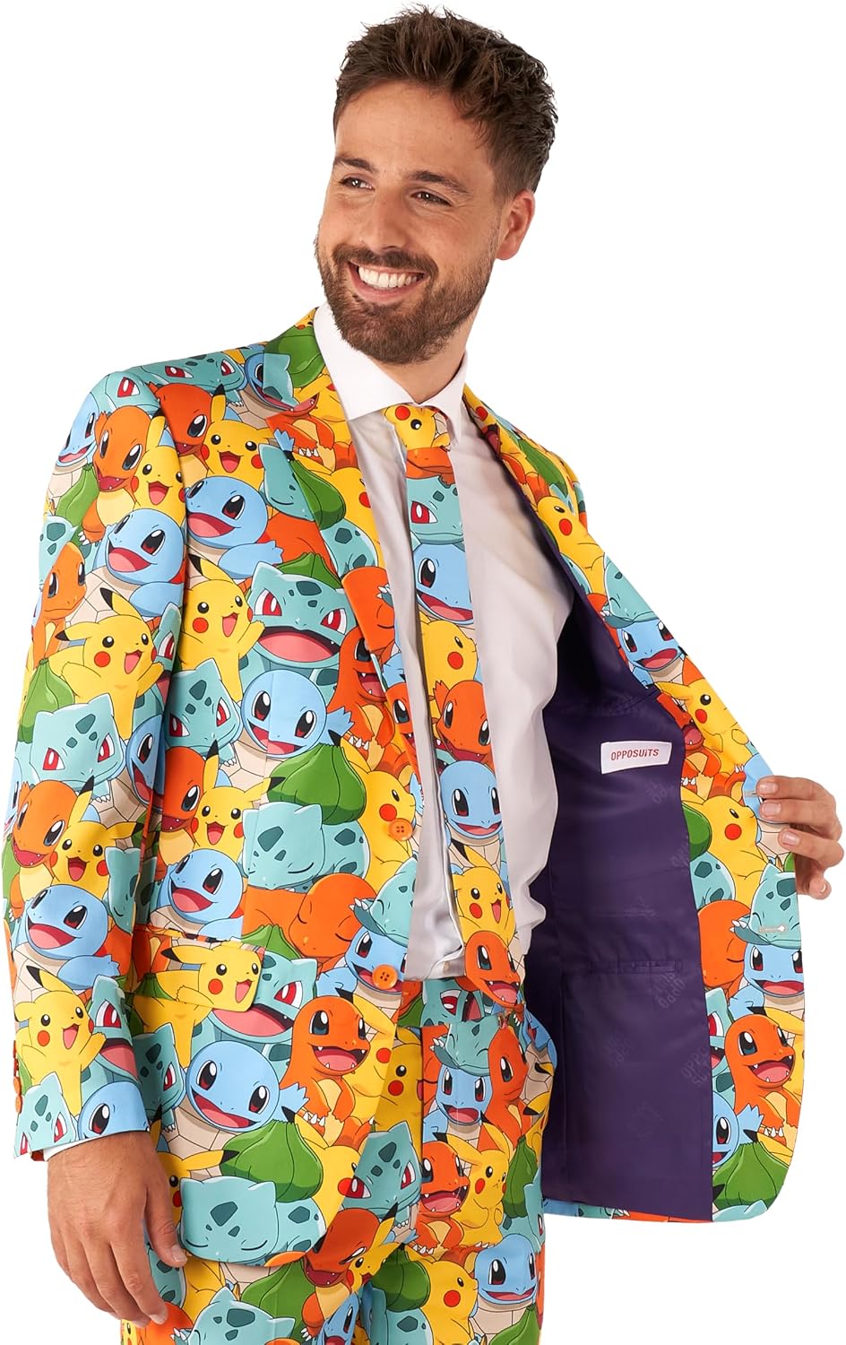 OppoSuits Anzug für Herren - Pokémon™ Nintendo Switch Spielkostüm - schmale Passform - Inklusive Blazer, Hose und Krawatte