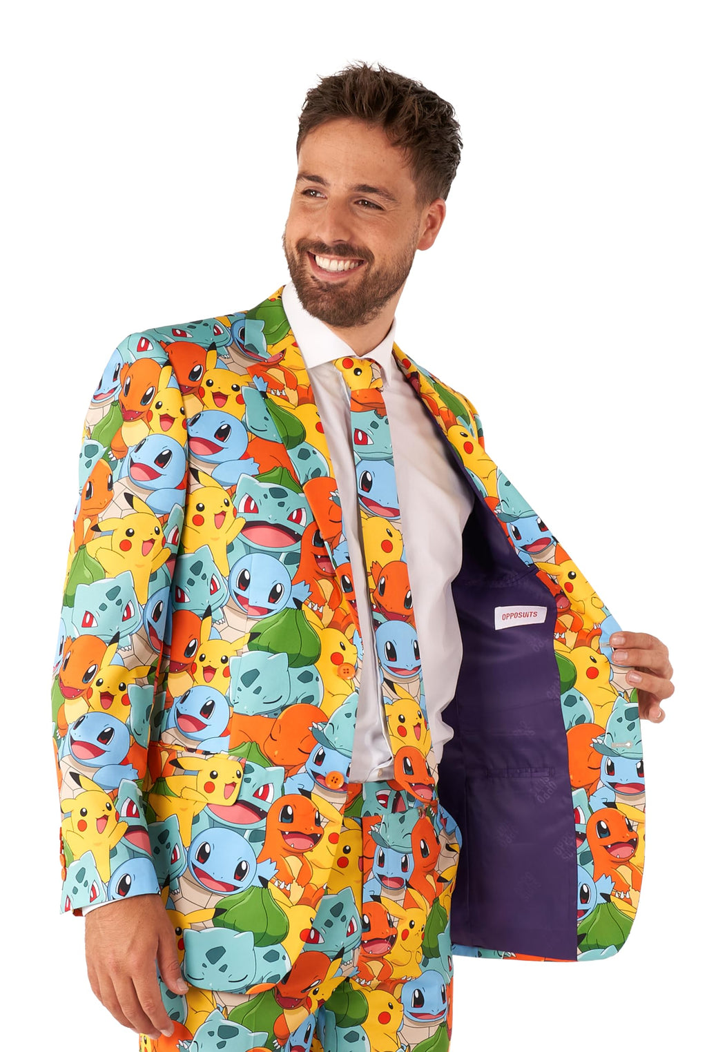 OppoSuits Anzug für Herren - Pokémon™ Nintendo Switch Spielkostüm - schmale Passform - Inklusive Blazer, Hose und Krawatte