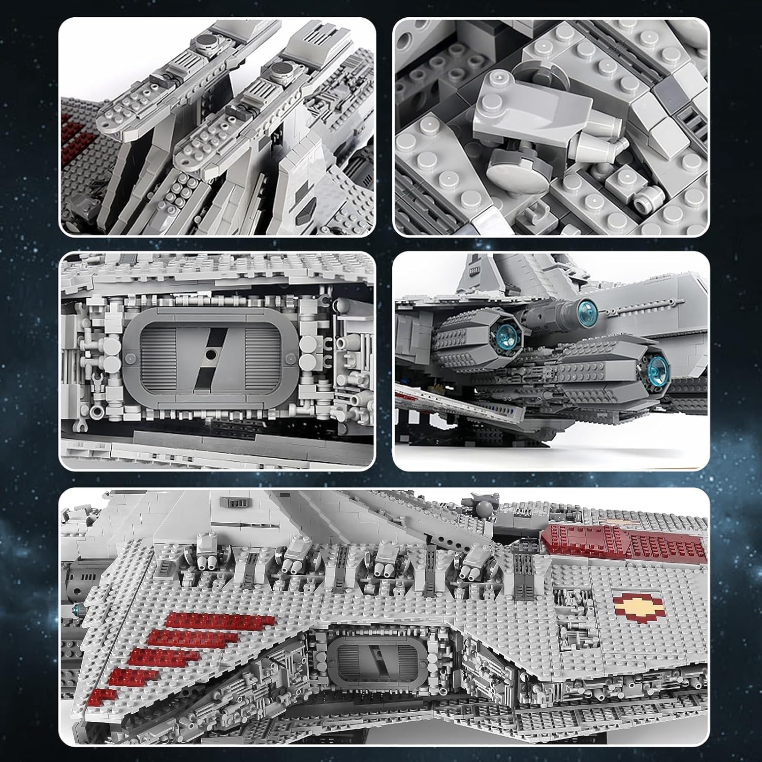 13135 Imperial Sternenzerstörer Spielzeug mit 3 Mini-Raumschiffen,11885 Klemmbausteine Technik Sternenzerstörer, Sammlerstück für Erwachsene,kompatibel mit UCS Super Star Destroyer