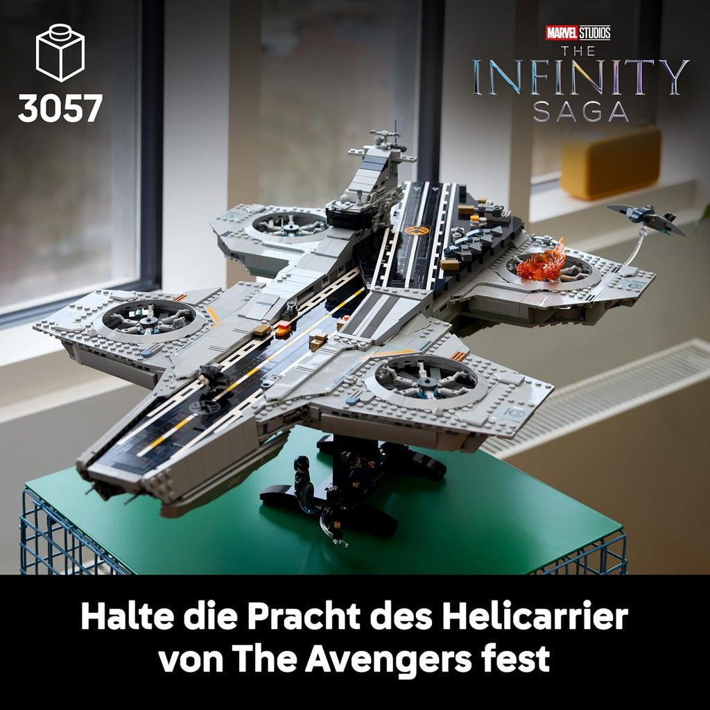 LEGO ǀ Marvel S.H.I.E.L.D.-Helicarrier - Flugzeugträger Modellbau für Erwachsene - 6 Minifiguren inkl. Captain America & Nick Fury - DIY Regaldeko - Avengers Geschenk für Fans - 76354