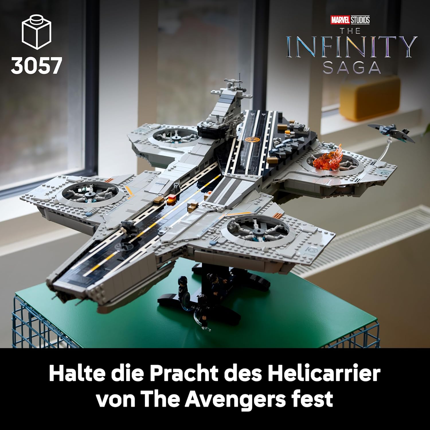 LEGO ǀ Marvel S.H.I.E.L.D.-Helicarrier - Flugzeugträger Modellbau für Erwachsene - 6 Minifiguren inkl. Captain America & Nick Fury - DIY Regaldeko - Avengers Geschenk für Fans - 76354