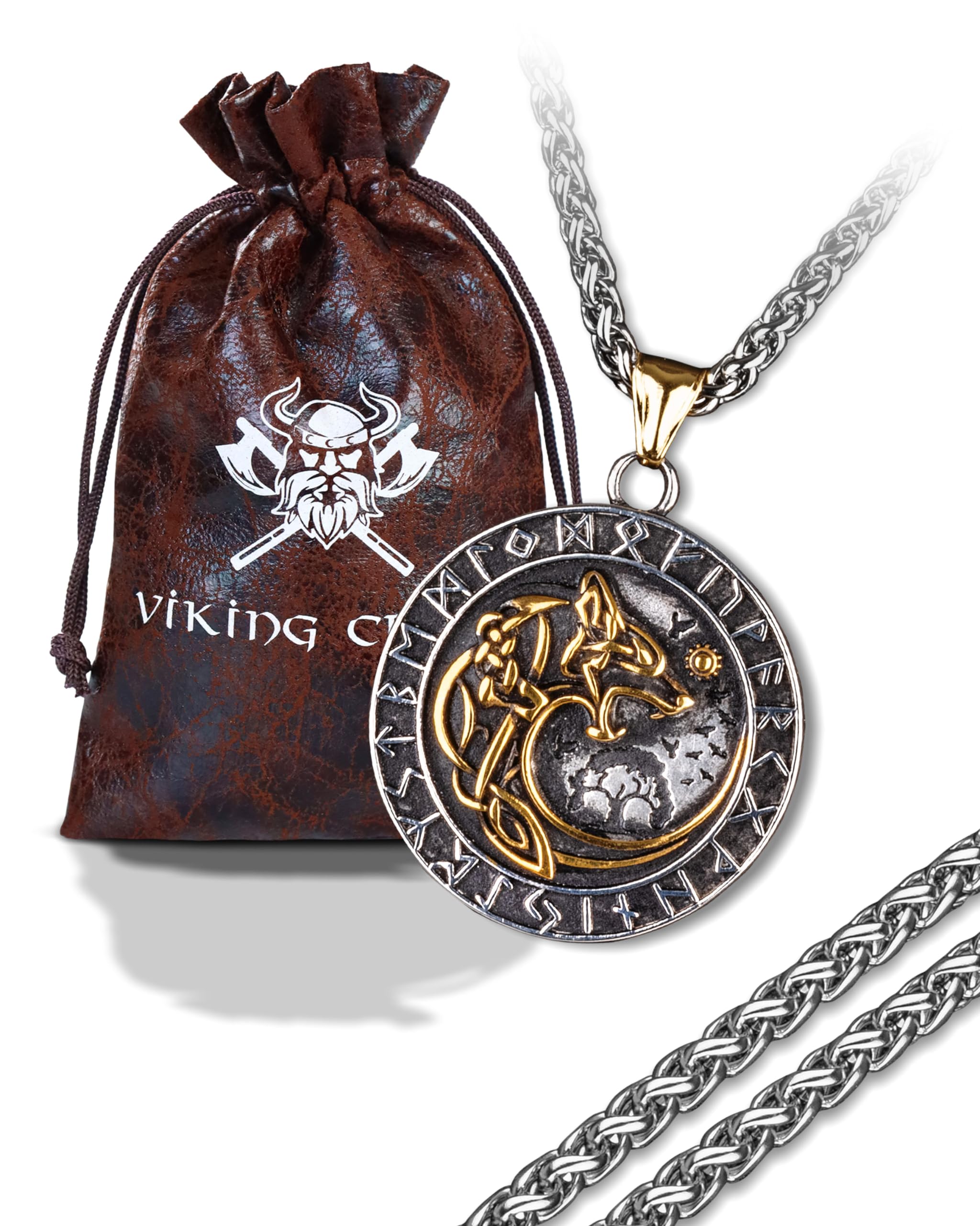 VIKING CRAFT Wikinger Halskette Herren Edelstahl - 60cm Wikinger Schmuck Kette Herren - Wikinger Deko, Wikinger Kette, Wikinger Geschenke für Männer Schmuck, LARP