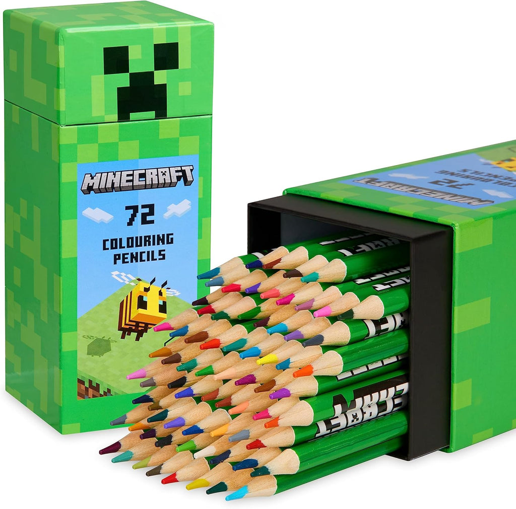 Minecraft Set von Farbstiften, Merchandise in Creeper Design Box, Geschenke Für Jungs & Mädchen, 72 Malstifte Pro Box
