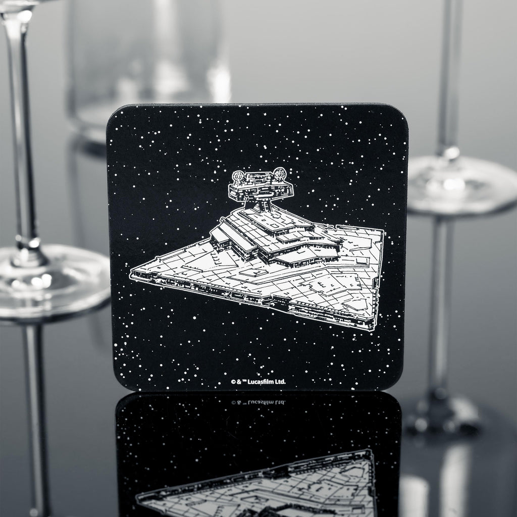 Elbenwald Untersetzer 4er Set mit verschiedenen Designs und Farben - Geschenkidee - Glasuntersetzer Viereckig - für alle Arten von Tassen - Mehrfarbig - Kork, Kunststoff (Star Wars)