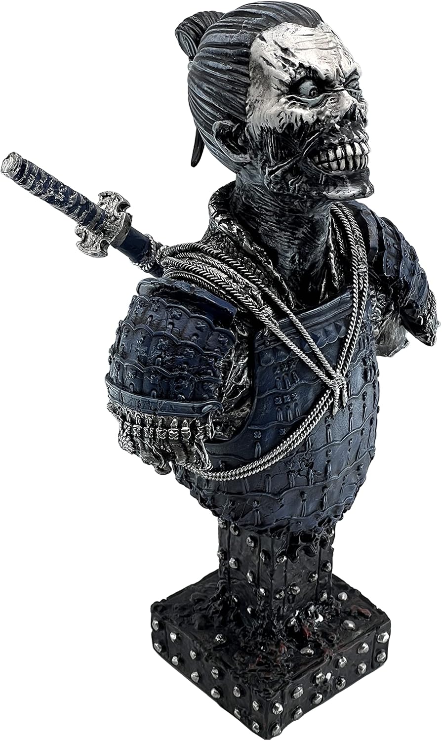LOOYAR Resin Undead Japanische Samurai Zombie Büste Statue Skulptur Ornament Figur Handwerk für Zuhause Haus Wohnzimmer Veranda Dekoration Büro Schreibtisch Schreibtisch T Geschenk