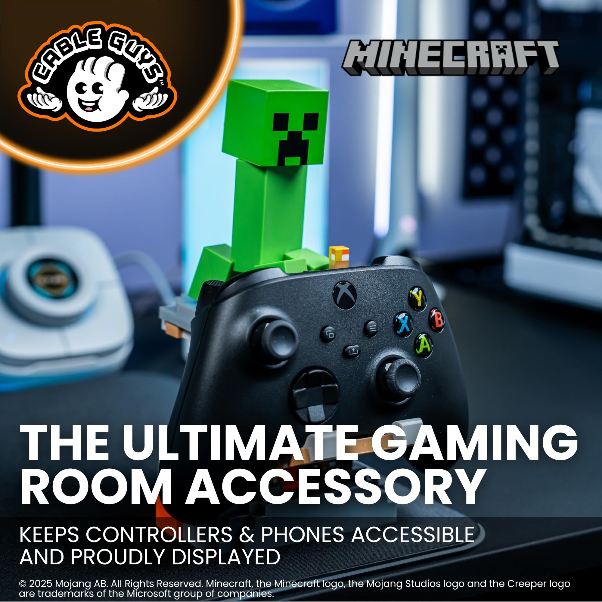Cableguys Minecraft Steve in Diamond Armour Controller Halter & Handy Ständer - Gaming Zubehör für Schreibtisch-Setup, Ständer Kompatibel mit Xbox-, PlayStation- & den meisten Standard-Controllern