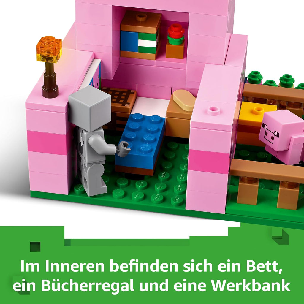 LEGO Minecraft Das Babyschwein-Haus - Interaktives Spielzeug mit Einer Helden Figur, Schwein, Biene, Zombie Piglin - Kinder Gaming Geschenk für Mädchen und Jungen ab 7 Jahren - 21268