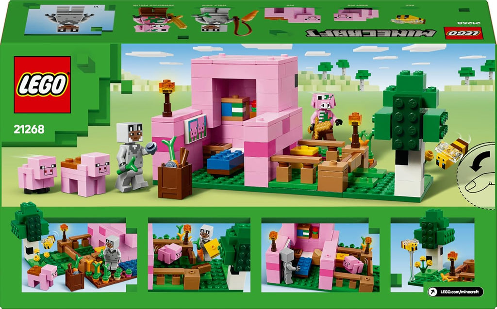 LEGO Minecraft Das Babyschwein-Haus - Interaktives Spielzeug mit Einer Helden Figur, Schwein, Biene, Zombie Piglin - Kinder Gaming Geschenk für Mädchen und Jungen ab 7 Jahren - 21268