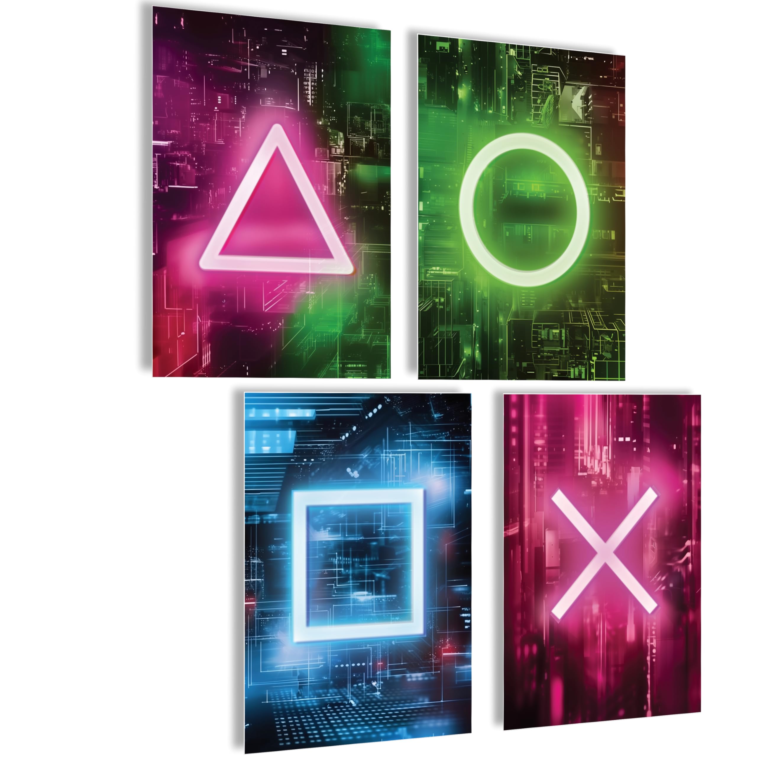 mojoliving Gaming Zimmer Deko Bilder | Poster Wand für Gamer Jugendzimmer | Set mit Neon Sign Motive | Coole Geschenke für Gamer | Zocker Bilder Wand | Neon Wandbild