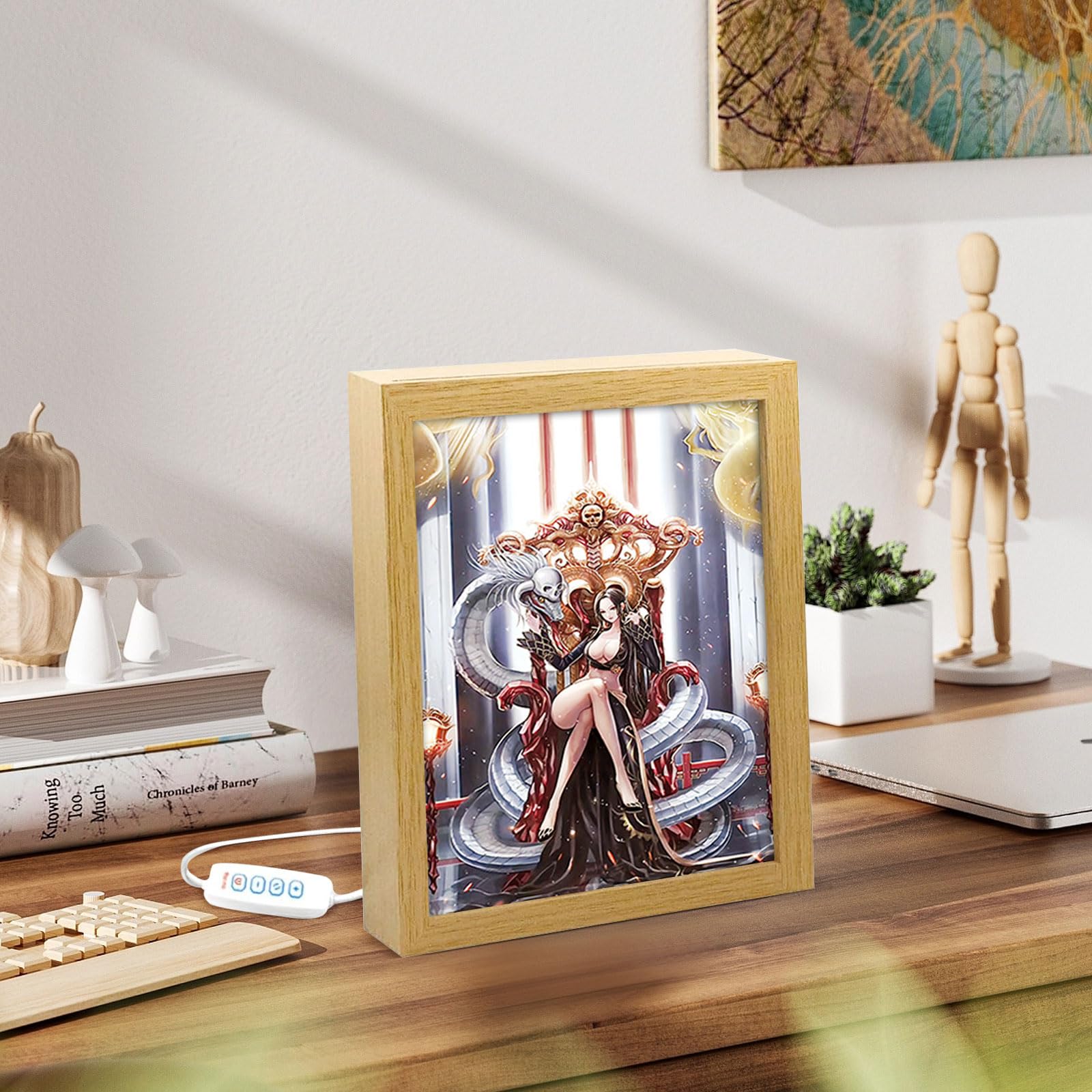 Bocguy Japanischer Anime Juju inspirierte beleuchtete Gemälde, LED Wandkunst Dekor,Jujutsu Kaisen Manga, LED Desktop-Rahmen für Heimdekoration,Kreatives Schlafzimmer und Geschenk
