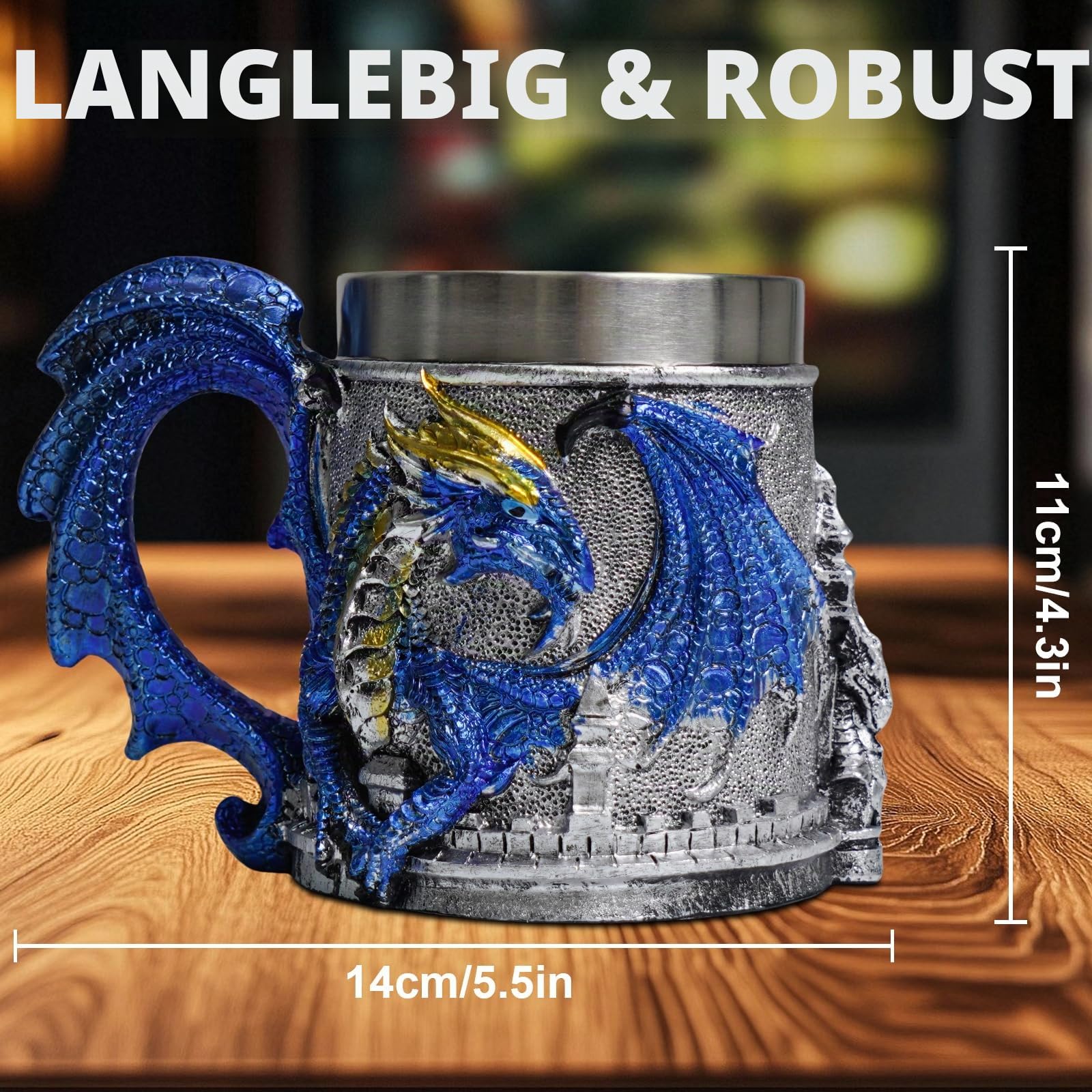 ZONSUSE Mittelalter Drache Kelch, Gotischer Drachen Kelch, Flugsaurier Edelstahl Weinkelch, Roter Drache auf Kreuzsockel, Magischer Dragon Goblet,Idee Geschenk für Fantasy Fans 200ml (Rot Goblet)