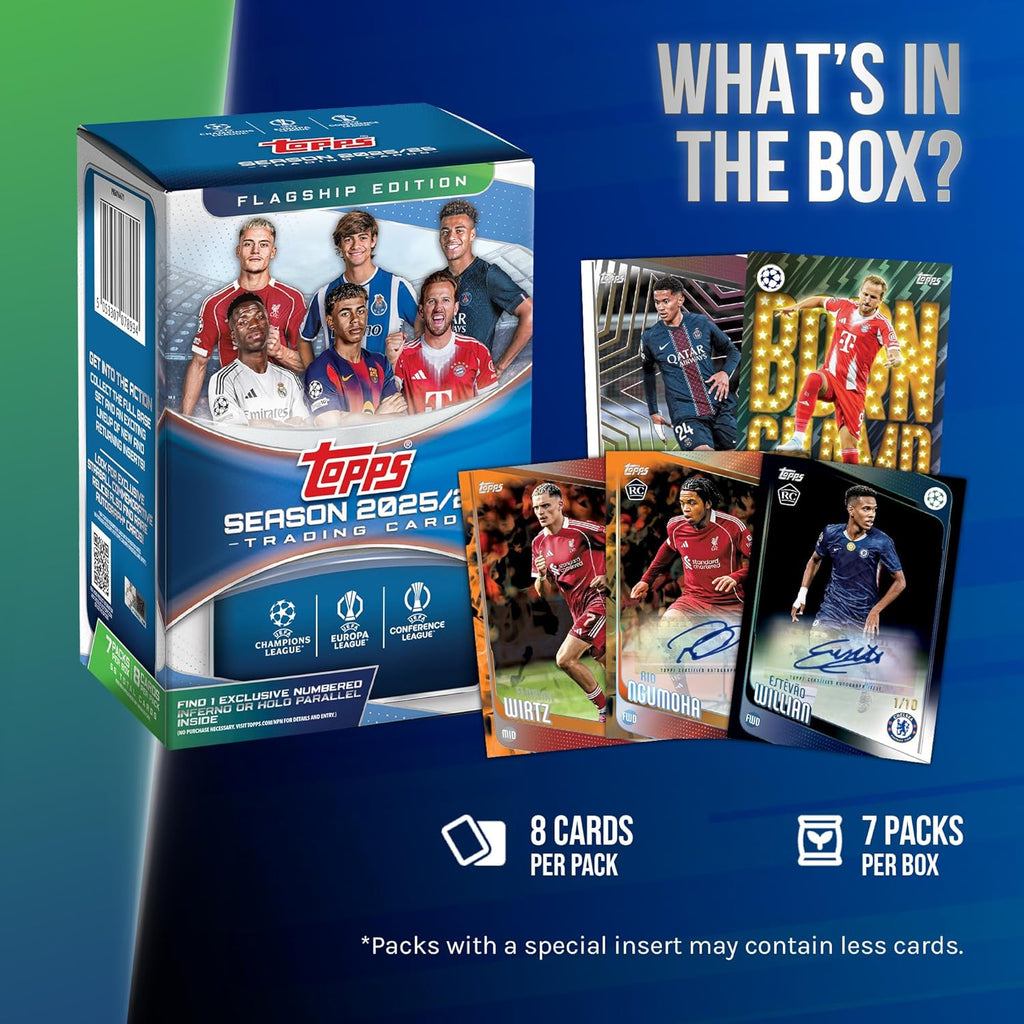 2025-26 Topps UEFA Club-Wettbewerbe Fußball – Fabrikversiegelt – Vorteilsbox