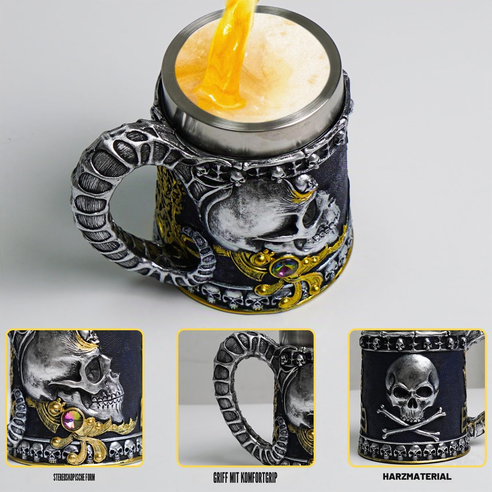 ZONSUSE Mittelalter Drache Kelch, Gotischer Drachen Kelch, Flugsaurier Edelstahl Weinkelch, Roter Drache auf Kreuzsockel, Magischer Dragon Goblet,Idee Geschenk für Fantasy Fans 200ml (Rot Goblet)