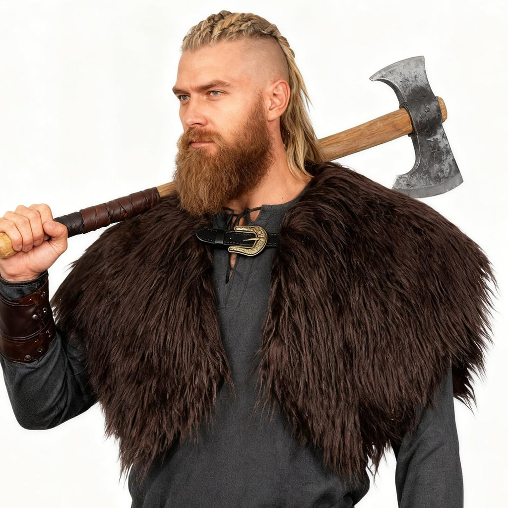 keland Viking Kunstfell Kragen für Männer Schal Capelet Wrap Kostüm Accessoire