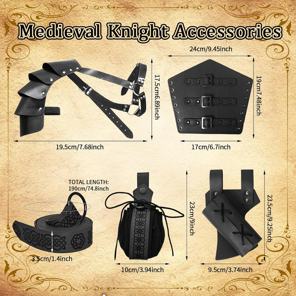 6PCS Mittelalter Ritter Zubehör. Männer Renaissance Umhang