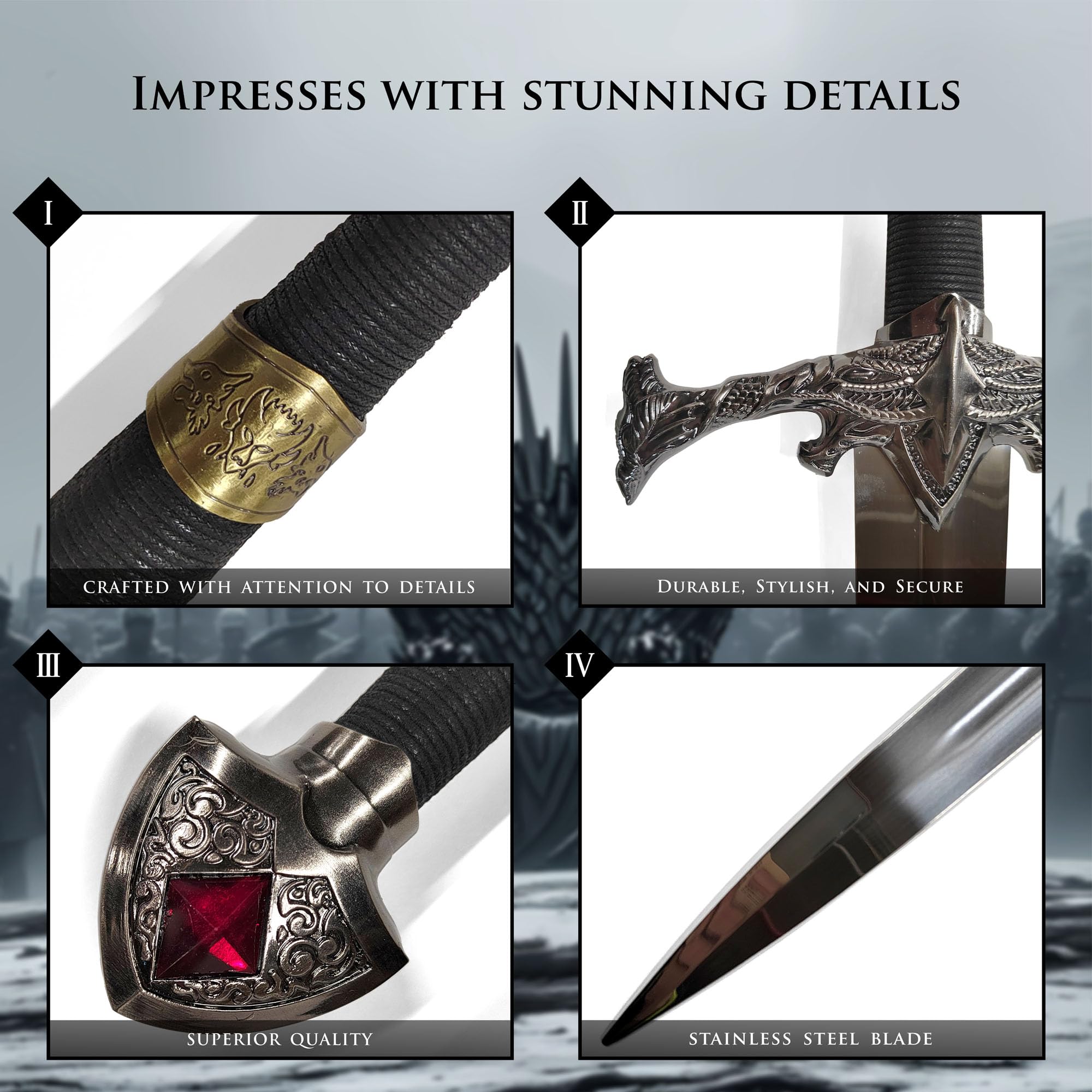 Game of Thrones Schwert | Authentisches Stück aus der Welt von Westeros | Stahlschwert | Hochwertige Verarbeitung | Perfekt für Sammler und Fans von Game of Thrones