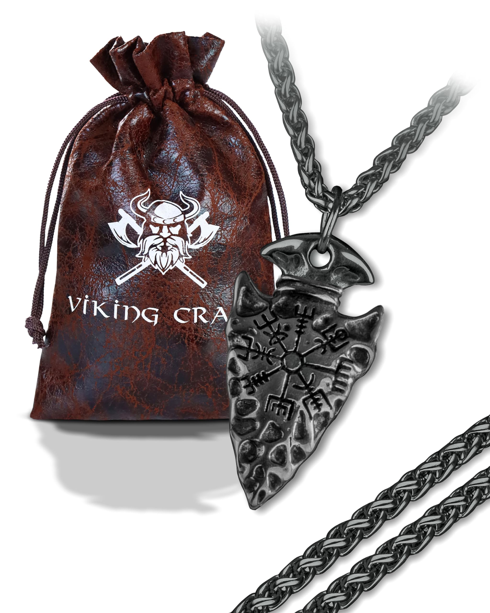 VIKING CRAFT Wikinger Halskette Herren Edelstahl - 60cm Wikinger Schmuck Kette Herren - Wikinger Deko, Wikinger Kette, Wikinger Geschenke für Männer Schmuck, LARP
