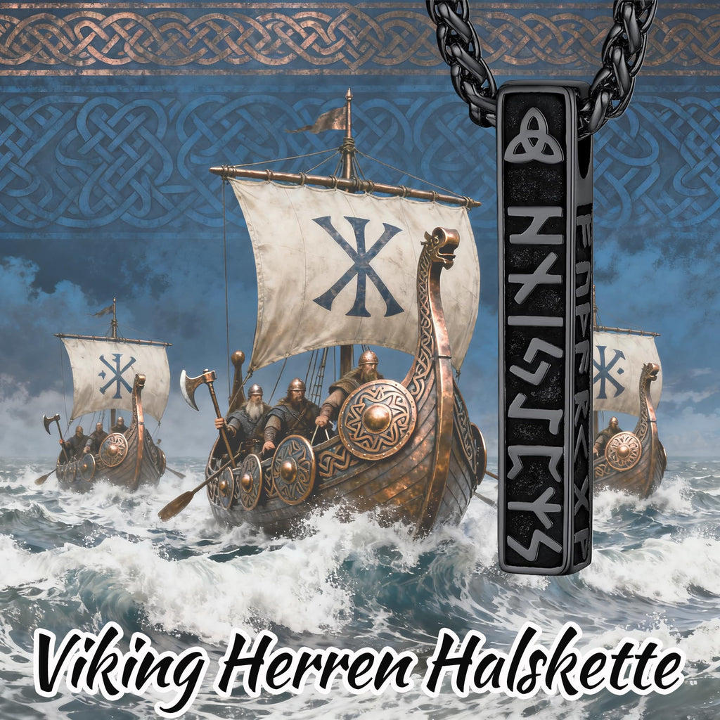 Wikinger Runen Halskette Herren - 60CM Edelstahl Herren Kette, Viking Keltischer knoten Männer Halskette, Schmuck Geschenke für Ehemann Papa Sohn Bruder Freund Weihnachten Geburtstag