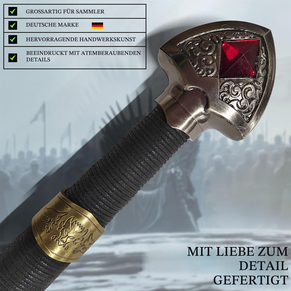 Game of Thrones Schwert | Authentisches Stück aus der Welt von Westeros | Stahlschwert | Hochwertige Verarbeitung | Perfekt für Sammler und Fans von Game of Thrones