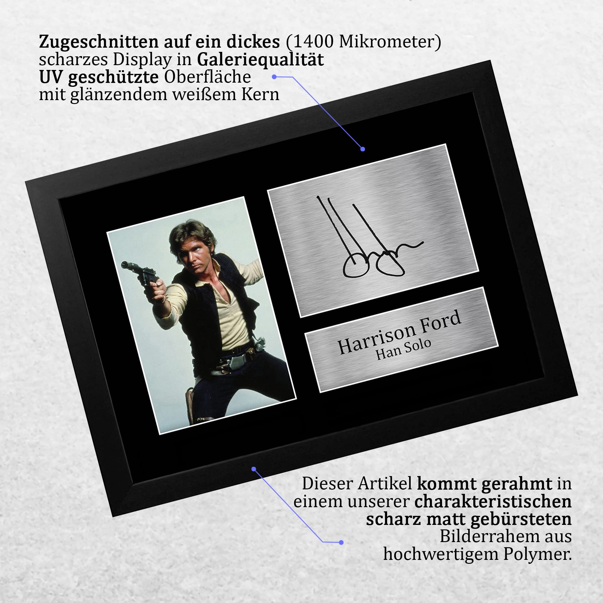 HWC Trading FR A3 Harrison Ford Star Wars Han Solo Geschenke Gedruckt, Signiert Autogramm Bild Display Für Film-Erinnerungsstücke-Fans - A3 Eingerahmt